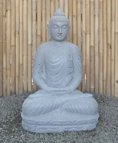 Product image of the product “Seated Buddha made of Riverstone in Dhyana position - gesture of meditation, H. 85cm. ”